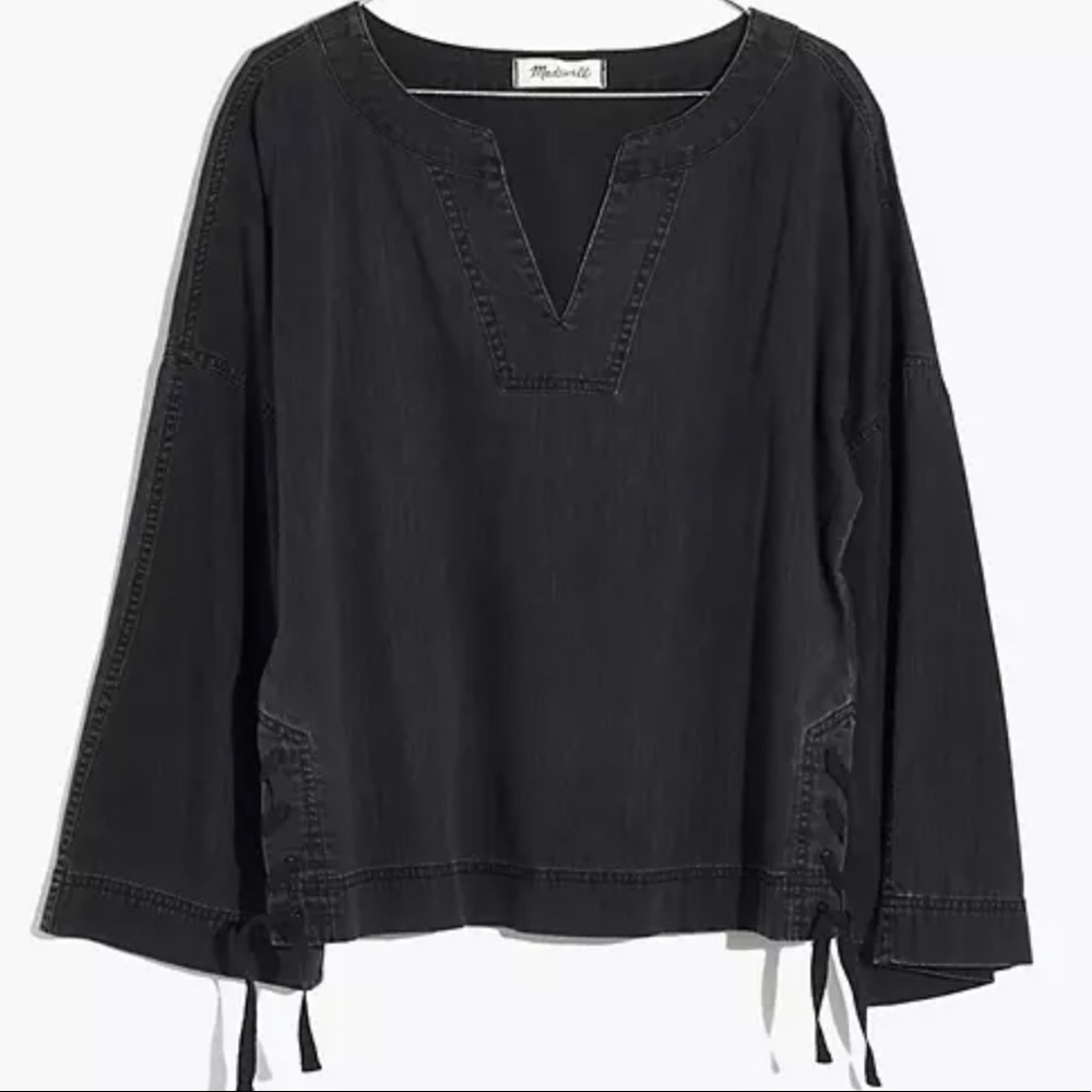 Madewell Denim Black Side-Laced Top